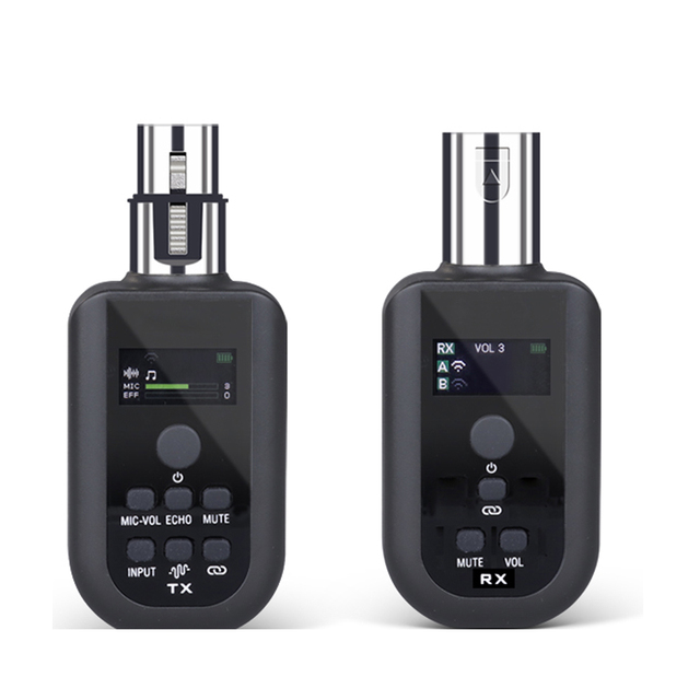 Plug-on Wireless Microphone Transmitter & Receiver with Mute Reverb Control Noise Cancelling Function Noise Reduction Features