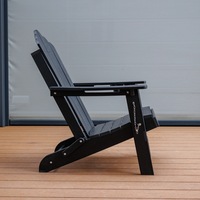 Chaise Adirondack pliable noire en HDPE, siège de salon d'extérieur, pour patio, bord de piscine, plage, balcon, meubles de jardin