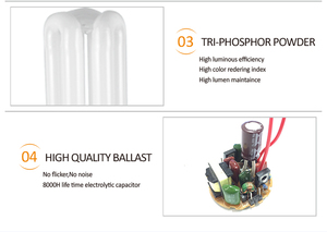 3U 15W <span class=keywords><strong>CFL</strong></span> Ánh <span class=keywords><strong>S</strong></span>áng Bóng Đèn Đèn U Hình Dạng <span class=keywords><strong>CFL</strong></span> Loại Cho 8000 H - Product Image 6