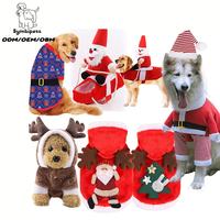 Costume de Noël pour chien en gros OEM – Vêtements pour animaux de compagnie Père Noël et renne, plusieurs styles, tenue chaude en peluche pour fête de fin d'année