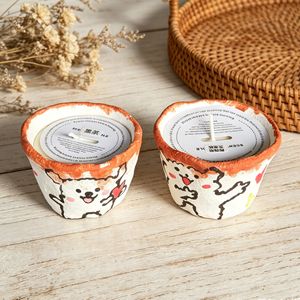 Vela Aromática de Cerámica Hecha a Mano, Linda Taza con Diseño de Perro de Dibujos Animados, Decoración para el Hogar, Regalo de Aromaterapia - Product Image 4