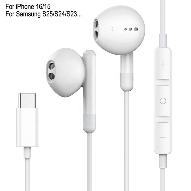 Digital USB-C USB C Type C Wired in Ear Earphone Headphones for iPhone Samsung 15 16 17 Pro Max S25 S24 S23 S22 With Microphone