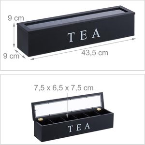 Boîte à thé avec couvercle à rabat, design compartimenté, moderne et simple, capacité de 1 L, organisateur, taille personnalisée - Product Image 6
