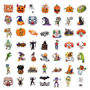 100 Uds Halloween <span class=keywords><strong>calabaza</strong></span> fantasma bruja murciélago pegatina, láser holográfico brillante equipaje fiesta decoración, pegatinas impermeables para niños - Product Image 4