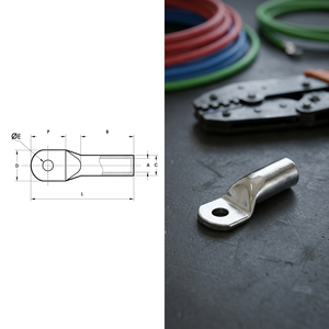 Terminal de Anillo de Cobre Estañado Serie AUS, Conector DIN para Extremo de Conductor de Cobre - Product Image 1