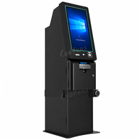 Terminal de paiement et de remise de tickets en libre-service / Guichet automatique avec lecteur de codes-barres pour machine de jeu d'adresse, en armoire métallique sur pied