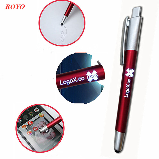 3 in 1 Stylus Screen Function Ball Pen With Led Light Custom Led Logo Pen Stylus Ballpoint Promotional Item Gift