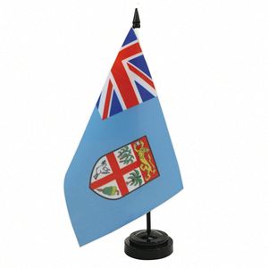 Bandera de Fiyi de 14x21cm con Base para Decoración de Mesa o Escritorio de Oficina, Nuevas Tendencias al por Mayor - Product Image 1