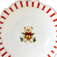 Service de table en céramique Ours de Noël, assiette rayée à bord doré, bol à dessert, tasse, vaisselle, cadeau