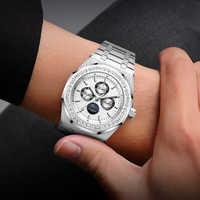 Montre mécanique automatique de luxe pour homme, cadran squelette multifonctionnel, boîtier en acier inoxydable, logo personnalisé, montre-bracelet