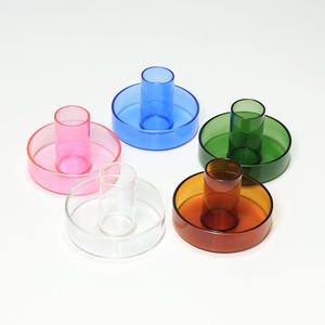 Bougeoir en verre rond minimaliste BECORA, porte-bougie conique pour mariages, Saint-Valentin et Noël - Product Image 1