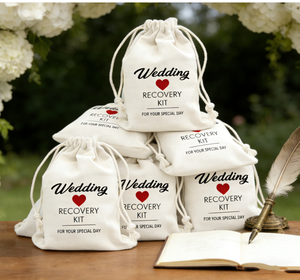 Sacs de bienvenue pour invités de mariage en coton biologique de haute qualité, personnalisables avec logo sérigraphié, recyclables, par Nalia's Pouches - Product Image 2