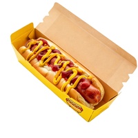 Boîte d'emballage jetable pour hot-dogs, vente en gros, personnalisable, biodégradable, en papier kraft, pliable, pour sandwichs et burgers, avec couvercle, impression offset