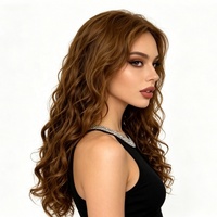 Perruque synthétique longue bouclée vintage en fibre haute température, raie au milieu, sans frange, pointes volumineuses, réglable, résistante à la chaleur, 2 couleurs, pour femme 1
