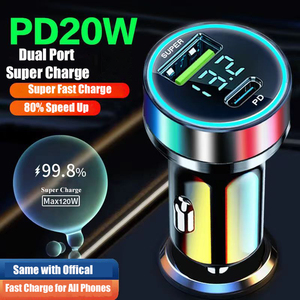 Adaptador de <span class=keywords><strong>cargador</strong></span> de coche Usb <span class=keywords><strong>original</strong></span> PD 20W tipo C Puerto Dual carga rápida para iPhone <span class=keywords><strong>iPad</strong></span> Android accesorios de teléfono móvil - Product Image 2