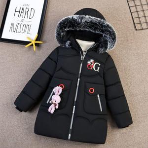 Nouvelle collection Hiver 2026 – <span class=keywords><strong>Manteau</strong></span> mi-long pour filles, style coréen, en polyester rembourré, épais, à col montant zippé, avec lettres de dessin animé - Product Image 2