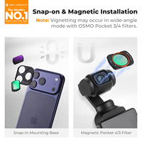 Filtro CPL Magnetico K&F Concept Direct-Fit per Fotocamera, Base Nera, Diffusione 1/4 ND2-32, Lente Grandangolare per Telefono e DJI Pocket 3/4