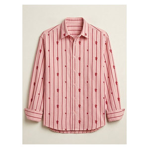 Immense Organic Cotton Breathable Long Sleeves Regular Fit Yarn Dyed Stripe Embroidery Mens Casual Button Shirts <b>Prime</b> Vista - Product Image 1