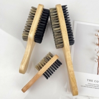 Brosse à barbe double face personnalisable pour homme, en bois naturel, avec poils de sanglier, outil de toilettage et de massage facial
