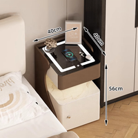 Table de chevet intelligente verrouillable en bois, multifonctionnelle, avec chargeur sans fil, rangement sécurisé, mobilier de chambre moderne