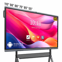 Panel Interactivo Inteligente LCD Táctil de 65/75/86/98/110 Pulgadas, 4K, 20 Puntos Táctiles, con Marco de Aluminio para Uso en el Aula