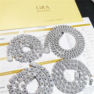 Collana e Bracciale Tennis in <span class=keywords><strong>Argento</strong></span> 925 con Moissanite Taglio Ghiaccio <span class=keywords><strong>D</strong></span> VVS, Catena Cuban Link Hiphop con Certificazione GRA - Product Image 4