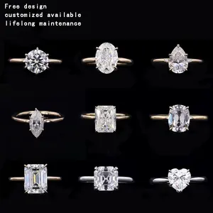 Starsgem personalizzato fancy shape women's 14k 18k gold moissanite diamond women luxury wedding ring per le donne