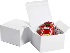 HOUSE DAY Handmade <b>Square</b> <b>Gift</b> <b>Box</b> Lid Handle Kraft Paper 15x15x10cm Bridesmaid Proposal Candy Chocolate <b>Box</b> (White 10 Pieces) - Product Image 1
