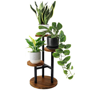 Factory Custom Multi-Tier Powder Coated <b>Metal</b> Wood Modern Plant Stand Flower Display Rack Black Stair Plant <b>Shelf</b> - Product Image 1