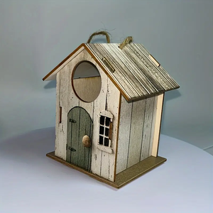 Ahşap el yapımı noel kuş evleri DIY Birdhouse bahçe Villa köy Birdhouse asılı dekorasyon küçük ahşap kuş evleri - Product Image 2