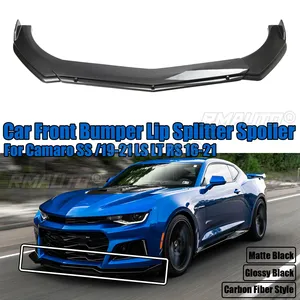 3PCS Car Front Bumper Lip <b>Splitter</b> Spoiler for 16-21 Camaro SS / 19-21 LS LT RS Body Kit Accessories Carbon Fiber Style - Product Image 1