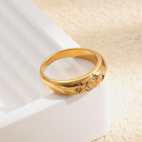 Ensemble de bagues en acier inoxydable 316L plaqué or 18 carats, fleur, étoile, lune, CZ, résistant à l'eau, sans ternissement, minimaliste, bijoux de mariage pour femmes