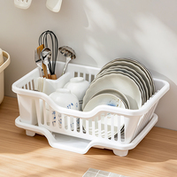 Égouttoir à vaisselle en plastique pour comptoir de cuisine, égouttoir à vaisselle grande capacité avec porte-couverts, organisateur de cuisine