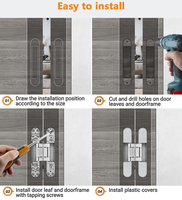 Siheto Noir Porte En Bois 3D Invisible Robuste Réglable 180 Degrés Caché Charnières De Porte