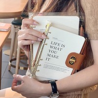 Carnet à anneaux de haute qualité pour femmes et filles, avec logo personnalisé, en PVC transparent, mignon, souple, planificateur, journal, spirale à feuilles mobiles