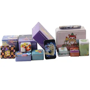 Metal Tin Box Chocolate Gift Boxes Cosmetic Food Storage Square Metal Christmas Candy Tin Box Cookie Tin Metal Bottles Sweet Boxes Packaging