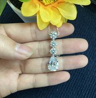 Collier tendance populaire en zircon simple, pendentif quatre zircons en argent 925, bijoux de mariage pour mariée, vente en gros