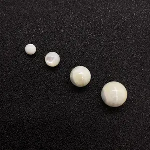 Abalorio de bola de cuentas redondas de concha de madreperla blanca medio perforada para pendientes DIY, fabricación de joyas