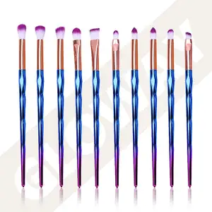 Commercio all'ingrosso 10 pezzi unicorno-manico dettaglio pennelli per il trucco oro rosa diamante Bling pennelli per il trucco degli occhi Set per ombretto Eyeliner labbro