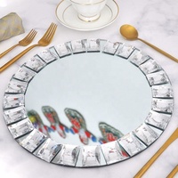 Plaques de présentation en verre miroir avec diamants pour décoration d'événements de mariage vente en gros
