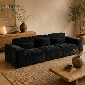 Cube <b>Sofa</b> Modern Modular 3 Seater Crushed Velvet Upholstered Low Profile Plush Cushioned Living Room <b>Bedroom</b> Balcony - Product Image 4