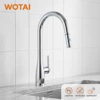 Robinet de cuisine économique flexible en laiton pour eau chaude et froide, montage sur plan, poignée unique, bec extractible, noir mat, chrome, métal brossé