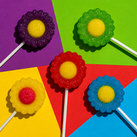 Sucette dure halal à motif tournesol mignon, design pétale multicolore, pour les enfants, collation sucrée quotidienne en bouteille