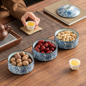 Traditional Chinese Style Blue &amp; White Porcelain Fruit Veggie &amp; <strong>Condiment</strong> Nut Caddy with Lid Snacks Organiser for Household Use - Product Image 5