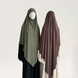 خمار صلاة بطبقة واحدة من قطن الجيرسيه الفاخر برباط خلفي، خمار فوري طويل للبيع بالجملة، ملابس إسلامية لرمضان والعيد - Product Image 4