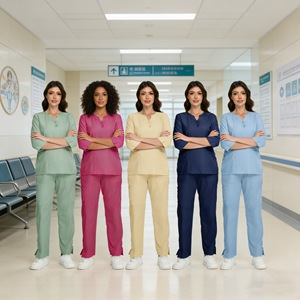 Women's Medical Scrub Set V-Neck Mid Sleeve Breathable Uniforms For Hospital Nursing Workwear Moisture Wicking Clothes - Product Image 4