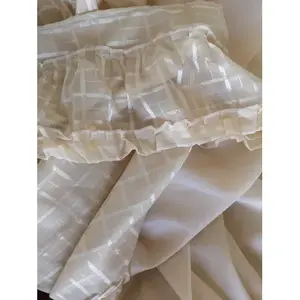 Panel de Cortinas Caladas de 2m de Alto x 2.50m de Ancho con Diseño a Cuadros, Cortinas Transparentes para Ventana - Product Image 4