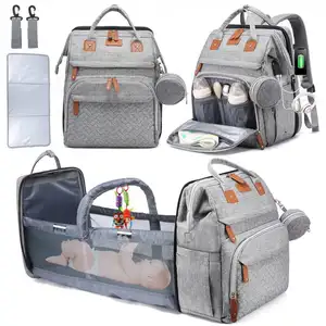 Wickelt aschen Rucksack mit Kinderwagen riemen und USB-Schnitts telle Mutterschaft Baby Windel Wickelt asche Neu für Reise Mama Taschen für Baby