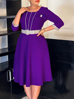 Robes de bureau élégantes pour femmes, robe midi bleue, vêtements de bureau pour femmes, dernière robe printemps-automne-été