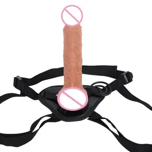 Mainan seks pasangan Lesbian wanita pemijat G Spot Stimulator tali Harness dapat dipakai realistis dapat disesuaikan pada dildo dengan sabuk